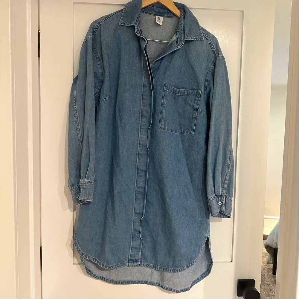 H&M Light Blue Denim Shirt Dress
